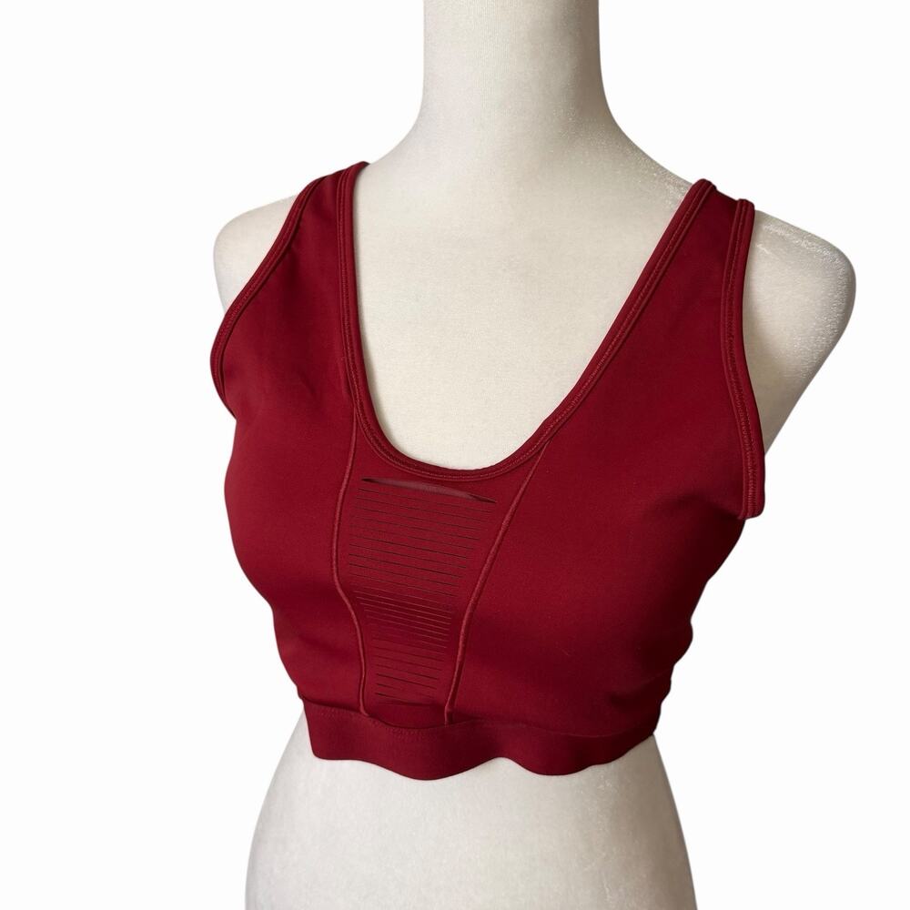 Nike Medium Motion Adapt High Support Sports Bra Maroon Red Fringe Cutout - Picture 8 of 9